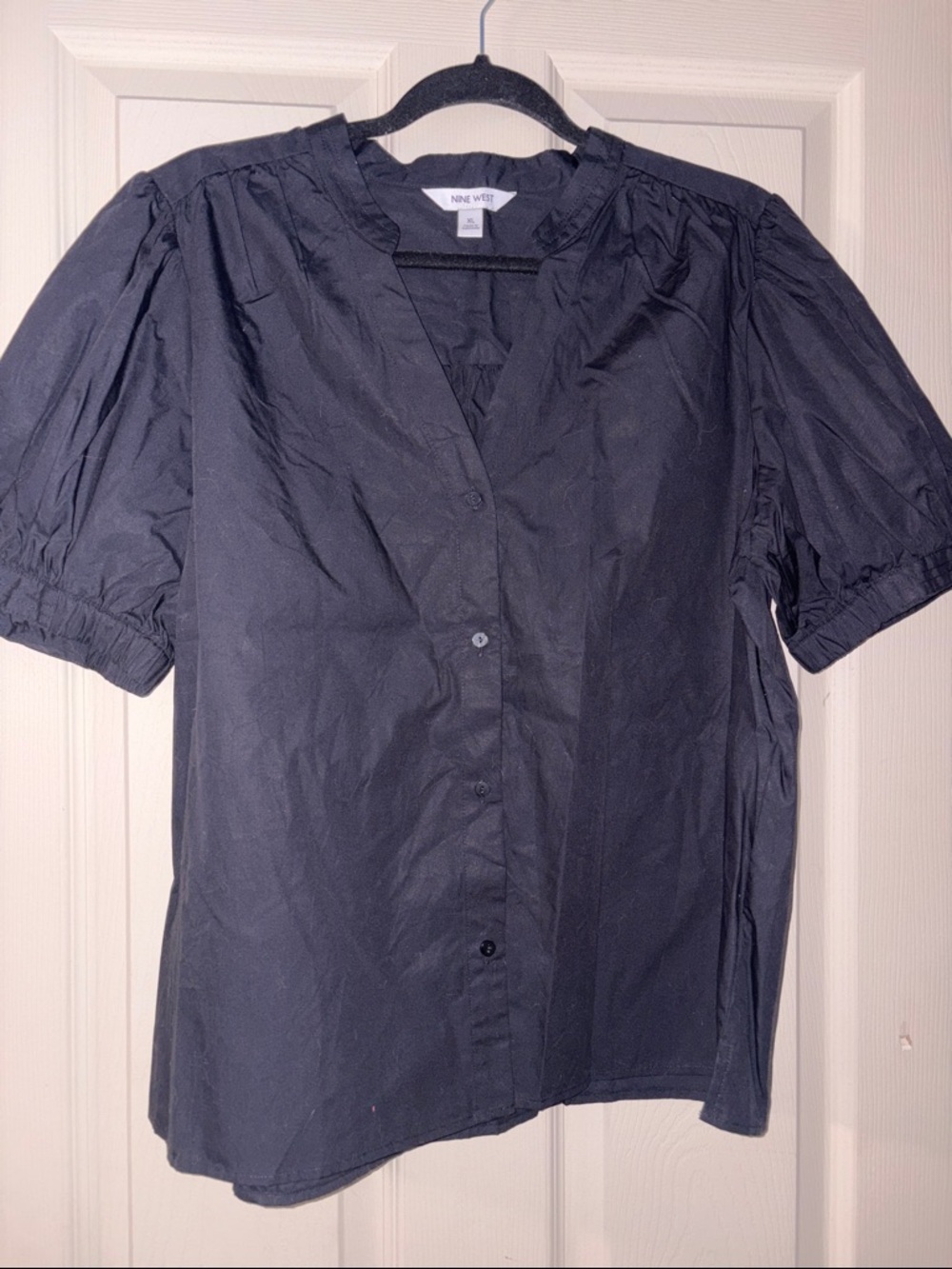 Nine West Black Short-Sleeve Button-Down Shirt